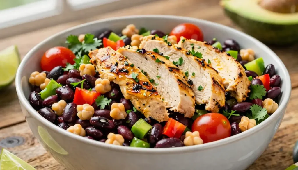 Dense Bean Salad with Chicken – High-Protein Healthy Lunch