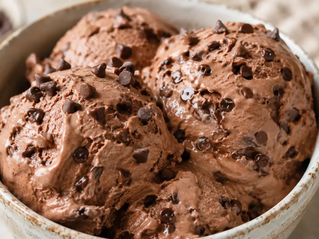  Chocolate chip cottage cheese ice cream topped with chocolate chips