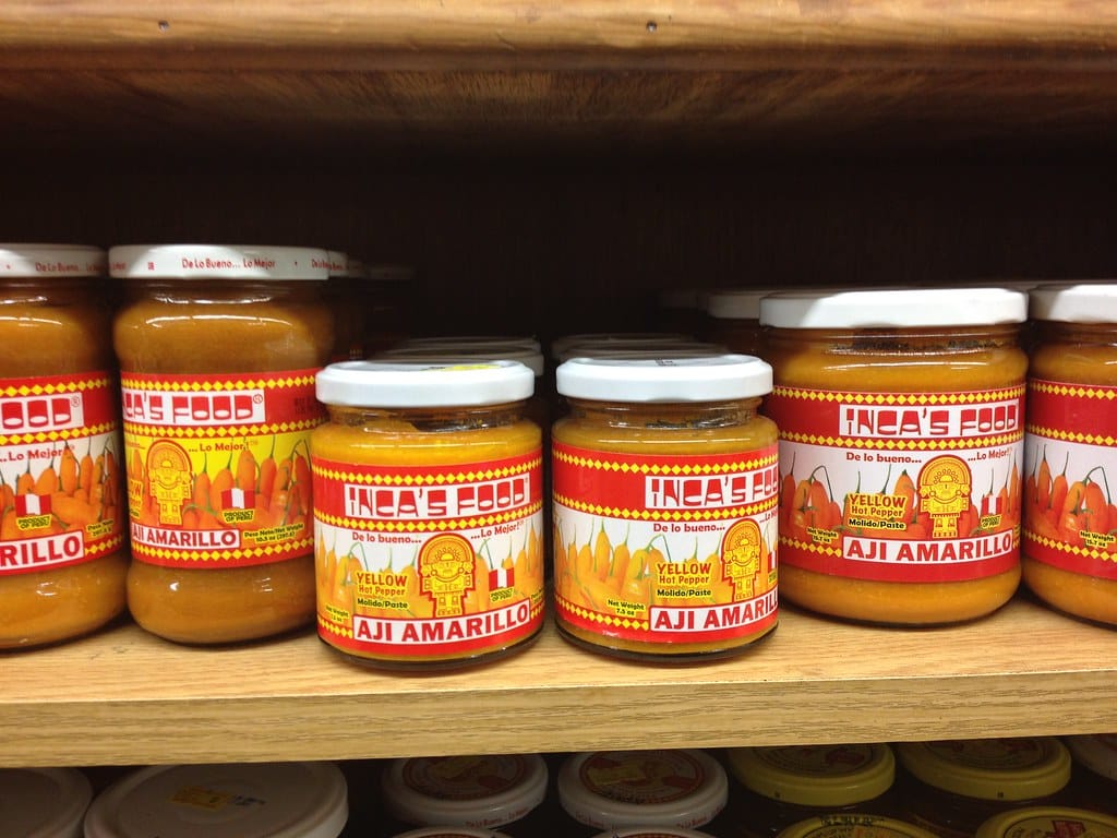 Fresh aji amarillo peppers, the yellow Peruvian chile used in many easy Peruvian recipes